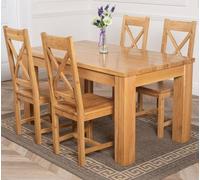 Thats Furniture Dakot 152 x 87cm Medium Oak Dining Table & 4 Berkeley Chairs in Brown | Size: 152 x 87 cm Thats Furniture Brown 152 x 87 cm