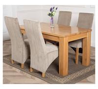 Thats Furniture Dakot 152 x 87cm Medium Oak Dining Table & 4 Lola Fabric Chairs in Grey | Size: 152 x 87 cm Thats Furniture Grey 152 x 87 cm