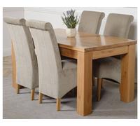 Thats Furniture Dakot 152 x 87cm Medium Oak Dining Table & 4 Montana Fabric Chairs in Grey | Size: 152 x 87 cm Thats Furniture Grey 152 x 87 cm