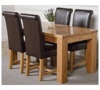 Thats Furniture Dakot 152 x 87cm Medium Oak Dining Table & 4 Washington Leather Chairs in Brown | Size: 152 x 87 cm Thats Furniture Brown 152 x 87 cm