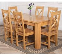 Thats Furniture Dakot 152 x 87cm Medium Oak Dining Table & 6 Berkeley Chairs in Brown | Size: 152 x 87 cm Thats Furniture Brown 152 x 87 cm