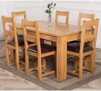 Thats Furniture Dakot 152 x 87cm Medium Oak Dining Table & 6 Lincoln Chairs in Brown | Size: 152 x 87 cm Thats Furniture Brown 152 x 87 cm