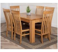 That's Furniture Dakota 127 X 82 Cm Chunky Oak Small Dining Table And 6 Chairs Dining Set With Harvard Chairs