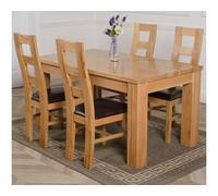 That's Furniture Dakota 152 X 87 Cm Chunky Medium Oak Dining Table And 4 Chairs Dining Set With Yale Chairs