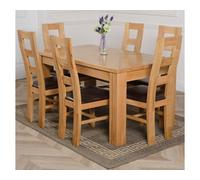That's Furniture Dakota 152 X 87 Cm Chunky Medium Oak Dining Table And 6 Chairs Dining Set With Yale Chairs