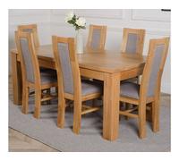 That's Furniture Dakota 182 X 92 Cm Chunky Oak Large Dining Table And 6 Chairs Dining Set With Stanford Chairs