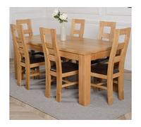 That's Furniture Dakota 182 X 92 Cm Chunky Oak Large Dining Table And 6 Chairs Dining Set With Yale Chairs