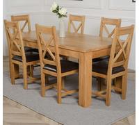 That's Furniture Dakota Large Oak Dining Table with Berkeley Oak Chairs - Brown - 6 chairs