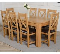 That's Furniture Dakota Large Oak Dining Table with Berkeley Oak Chairs - Brown - 8 chairs