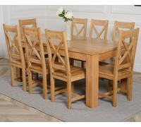 That's Furniture Dakota Large Oak Dining Table with Berkeley Oak Chairs - Natural Oak - 8 chairs