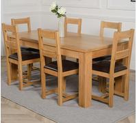 That's Furniture Dakota Large Oak Dining Table with Lincoln Oak Chairs - Natural Oak - 6 chairs