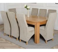 That's Furniture Dakota Large Oak Dining Table with Lola Fabric Chairs - 8 chairs - Grey