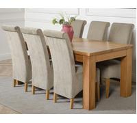 That's Furniture Dakota Large Oak Dining Table with Montana Fabric Chairs - 6 chairs - Grey