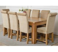 That's Furniture Dakota Large Oak Dining Table with Washington Fabric Chairs - 8 chairs - Beige