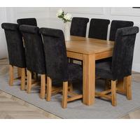 That's Furniture Dakota Large Oak Dining Table with Washington Fabric Chairs - 8 chairs - Black