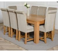 That's Furniture Dakota Large Oak Dining Table with Washington Fabric Chairs - 8 chairs - Grey