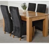 That's Furniture Dakota Medium Oak Dining Table with Lola Fabric Chairs - 4 chairs - Black