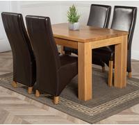 That's Furniture Dakota Medium Oak Dining Table with Lola Leather Chairs - 4 chairs - Brown