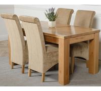 That's Furniture Dakota Medium Oak Dining Table with Montana Fabric Chairs - 4 chairs - Beige