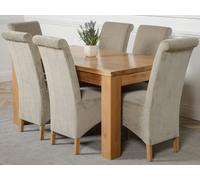That's Furniture Dakota Medium Oak Dining Table with Montana Fabric Chairs - 6 chairs - Grey