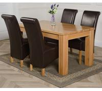 That's Furniture Dakota Medium Oak Dining Table with Montana Leather Chairs - 4 chairs - Brown