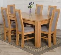 That's Furniture Dakota Medium Oak Dining Table with Stanford Oak Chairs - Natural Oak - 6 chairs