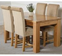 That's Furniture Dakota Medium Oak Dining Table with Washington Fabric Chairs - 4 chairs - Beige