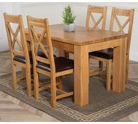 That's Furniture Dakota Small Oak Dining Table with Berkeley Oak Chairs - Brown - 4 chairs