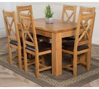 That's Furniture Dakota Small Oak Dining Table with Berkeley Oak Chairs - Brown - 6 chairs