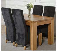 That's Furniture Dakota Small Oak Dining Table with Lola Fabric Chairs - 4 chairs - Black