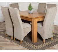 That's Furniture Dakota Small Oak Dining Table with Lola Fabric Chairs - 6 chairs - Grey