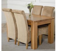 That's Furniture Dakota Small Oak Dining Table with Montana Fabric Chairs - 4 chairs - Beige
