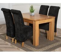That's Furniture Dakota Small Oak Dining Table with Montana Fabric Chairs - 4 chairs - Black