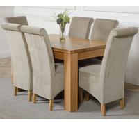 That's Furniture Dakota Small Oak Dining Table with Montana Fabric Chairs - 6 chairs - Grey