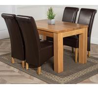 That's Furniture Dakota Small Oak Dining Table with Montana Leather Chairs - 4 chairs - Brown