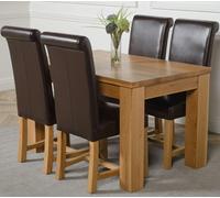 That's Furniture Dakota Small Oak Dining Table with Washington Leather Chairs - 4 chairs - Brown