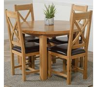 That's Furniture Edmonton Round Extendable Oak Dining Set with Berkeley Oak Chairs - Brown - 4 chairs