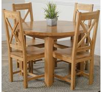 That's Furniture Edmonton Round Extendable Oak Dining Set with Berkeley Oak Chairs - Natural Oak - 4 chairs