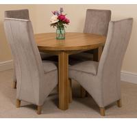That's Furniture Edmonton Round Extendable Oak Dining Set with Lola Fabric Chairs - 4 chairs - Grey