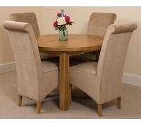 That's Furniture Edmonton Round Extendable Oak Dining Set with Montana Fabric Chairs - 4 chairs - Beige