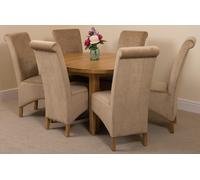 That's Furniture Edmonton Round Extendable Oak Dining Set with Montana Fabric Chairs - 6 chairs - Beige