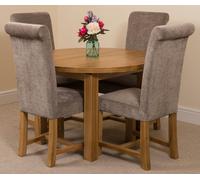 That's Furniture Edmonton Round Extendable Oak Dining Set with Washington Fabric Chairs - 4 chairs - Grey