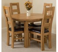 That's Furniture Edmonton Round Extendable Oak Dining Set with Yale Oak Chairs - Natural Oak - 4 chairs