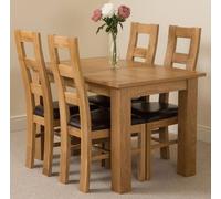 Thats Furniture Hampton 120-160cm Oak Extending Dining Table & 4 Yale Chairs in Brown Thats Furniture Brown