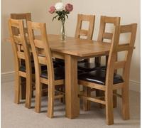 Thats Furniture Hampton 120-160cm Oak Extending Dining Table & 6 Yale Chairs in Brown Thats Furniture Brown