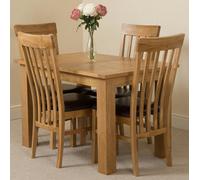 That's Furniture Hampton Small Oak Extending Dining Table with 4 Harvard Oak Chairs - Oak Wood - 1 - 120x80x77cm