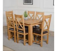 That's Furniture Hampton Small Oak Extending Dining Table with Berkeley Oak Chairs - Brown - 6 chairs