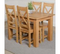 That's Furniture Hampton Small Oak Extending Dining Table with Berkeley Oak Chairs - Natural Oak - 4 chairs