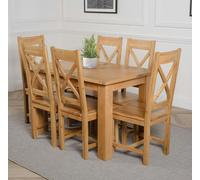 That's Furniture Hampton Small Oak Extending Dining Table with Berkeley Oak Chairs - Natural Oak - 6 chairs