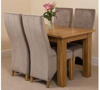 That's Furniture Hampton Small Oak Extending Dining Table with Lola Fabric Chairs - 120x80x77cm - 4 chairs - Grey